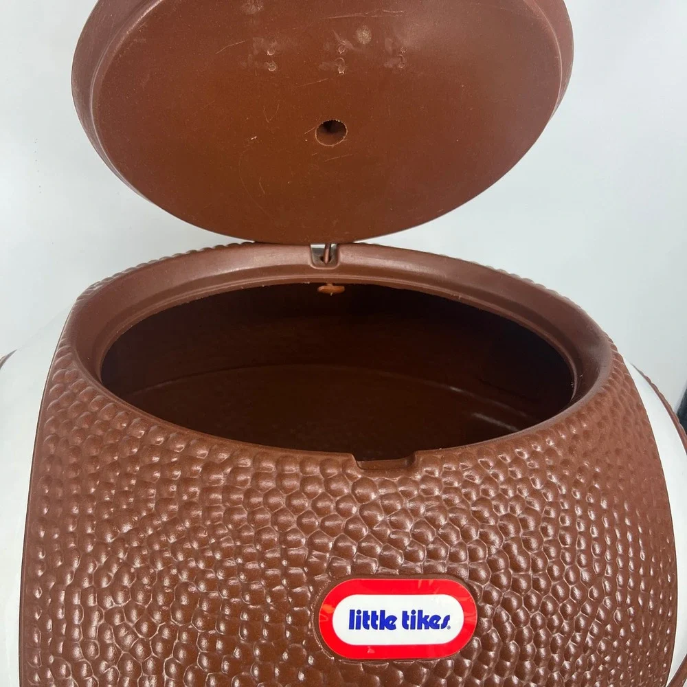 Little Tikes Football Toy Chest Storage Bin Brown Vintage Sports Kids Playroom